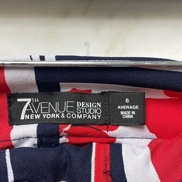 New York and Co red white and blue wide leg tie waist resort wear pants size 6 - Picture 4 of 5